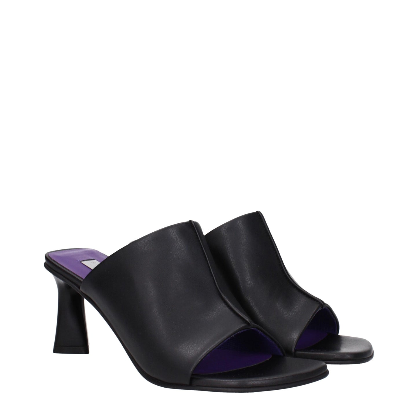 Black Leather Stiletto Heels Sandals