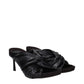 Black Leather Stiletto Heels Sandals