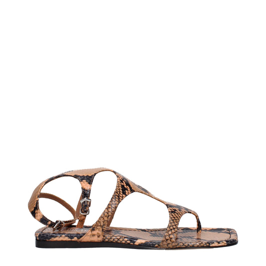 Brown Leather Flip-Flop Sandals