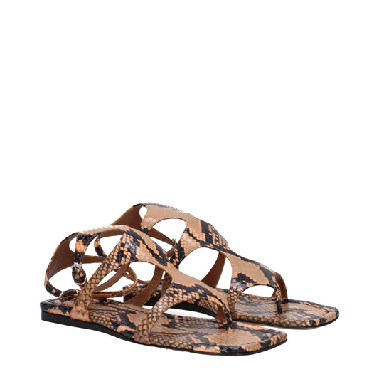 Brown Leather Flip-Flop Sandals