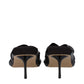 Black Leather Stiletto Heels Sandals