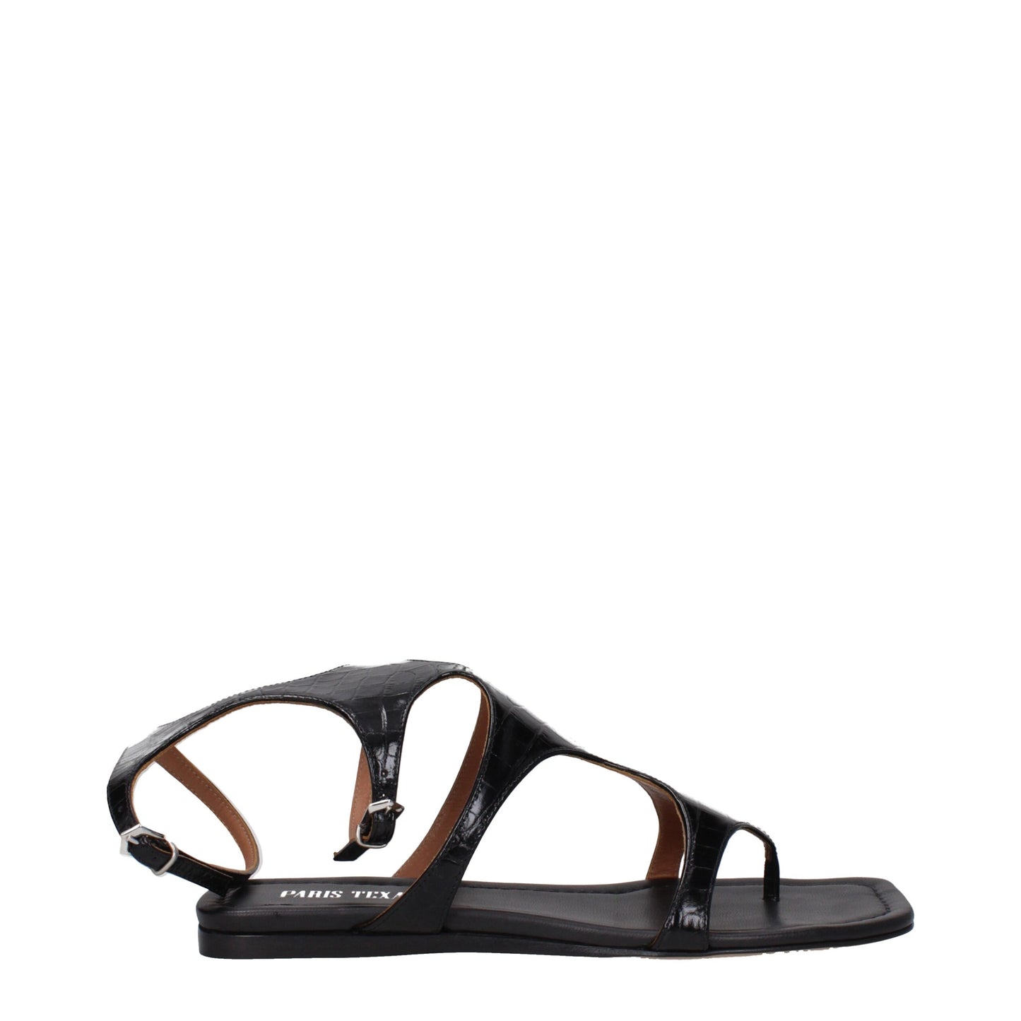 Black Leather Flip-Flop Sandals
