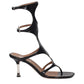 Black Leather Stiletto Heels Sandals