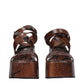 Brown Leather Wedges Sandals