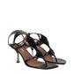 Black Leather Stiletto Heels Sandals
