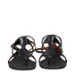 Black Leather Flip-Flop Sandals