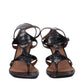 Black Leather Stiletto Heels Sandals