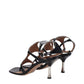 Black Leather Stiletto Heels Sandals