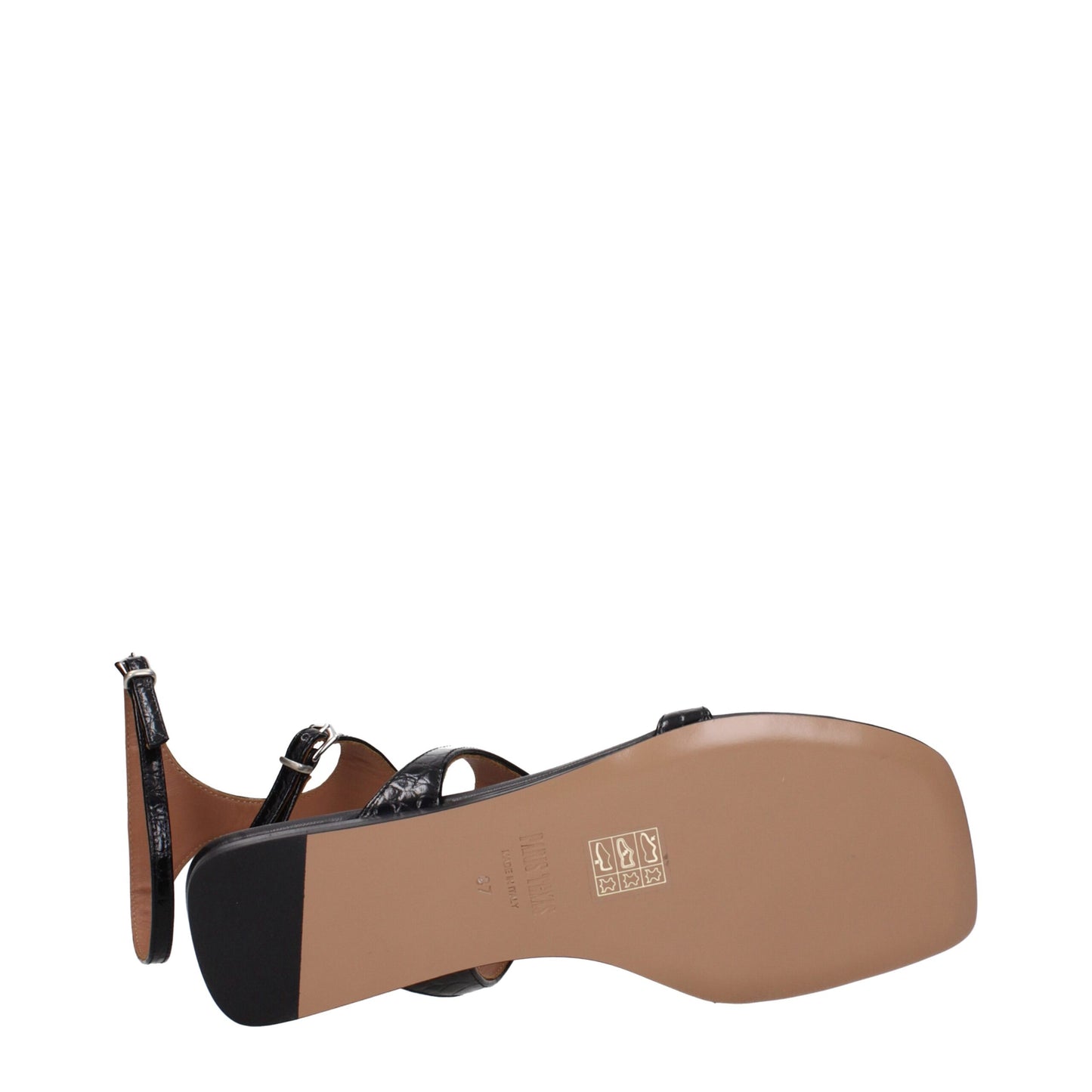 Black Leather Flip-Flop Sandals