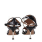 Black Leather Stiletto Heels Sandals