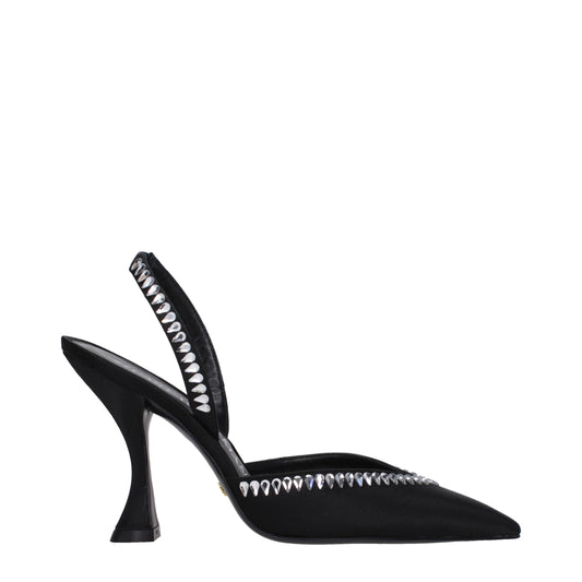 Black Satin Stiletto Heels Sandals
