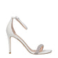 White Leather Stiletto Heels Sandals