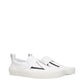 White Fabric Slip-On Loafers