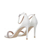 White Leather Stiletto Heels Sandals