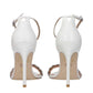 White Leather Stiletto Heels Sandals