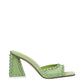 Green Satin Stiletto Heels Sandals