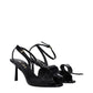Black Leather Stiletto Heels Sandals