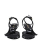 Black Leather Stiletto Heels Sandals