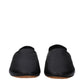 Black Leather Slides