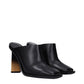 Black Leather Mules