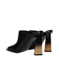 Black Leather Mules