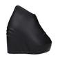 Black Cotton Wedges Sandals