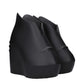 Black Cotton Wedges Sandals