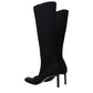 Black Fabric Lace-Up Boots