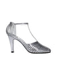Gray Leather Stiletto Heels Sandals