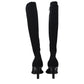 Black Fabric Lace-Up Boots