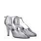 Gray Leather Stiletto Heels Sandals
