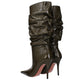 Green Leather High Heel Boots