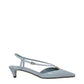 Light Blue Leather Flat Sandals