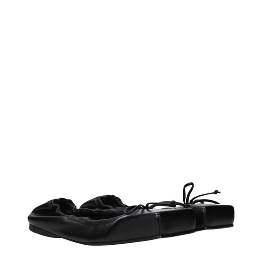 Black Leather Ballet Flats