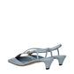 Light Blue Leather Flat Sandals