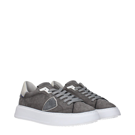 Gray Leather Sneakers