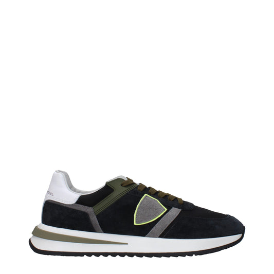 Blue Leather Athletic Sneakers