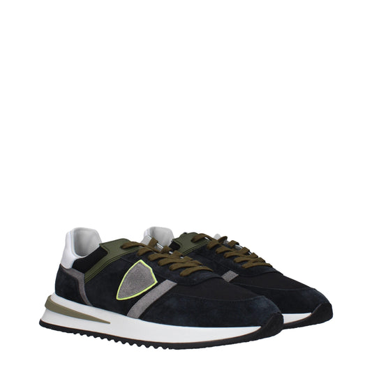 Blue Leather Athletic Sneakers
