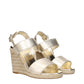 Gold Leather Wedges Sandals