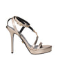 Gold Leather Stiletto Heels Sandals