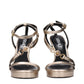 Gold Leather Stiletto Heels Sandals