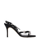 Black Satin Stiletto Heels Sandals