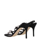 Black Satin Stiletto Heels Sandals