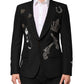 Black Bee Crown Embellished Suit Coat Blazer