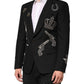 Black Bee Crown Embellished Suit Coat Blazer