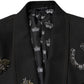 Black Bee Crown Embellished Suit Coat Blazer