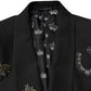 Black Bee Crown Embellished Suit Coat Blazer