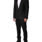 Black Wool Men Single Breasted 2 Piece Suit