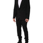 Black Cotton Single Breasted 2 Piece Suit