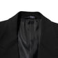 Black Cotton Single Breasted 2 Piece Suit